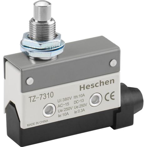 TZ-7310 Interrupteur de fin de course horizontal avec poussoir à piston pour montage sur panneau électrique, AC 380 V 10 A, étanche IP54, micro-interrupteur 1 pôle (SPDT) (1/5)