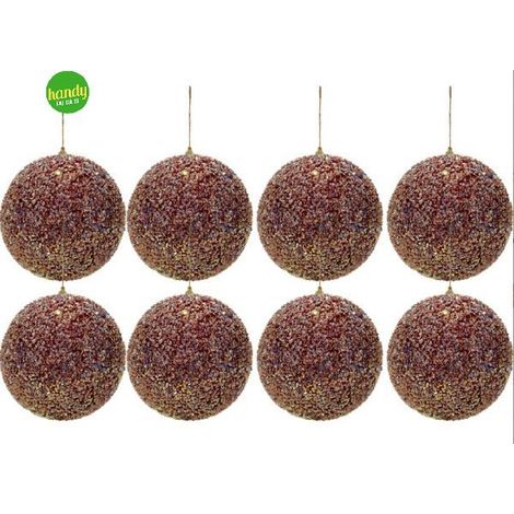 Set 8 palle general trade Ø 8cm glitterate rosse