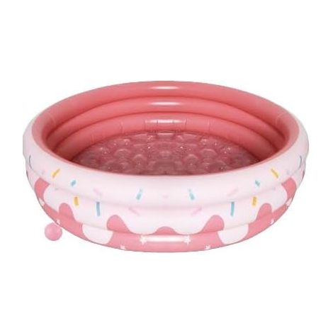 Piscina gonfiabile, piscina gonfiabile rotonda per bambini, piscina antiscivolo spessa a forma di ciambella con fondo a bolle morbido, piscina fuori terra pieghevole per bambini, 120 cm, rosa (1/5)