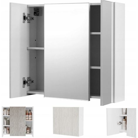 Hängender Wandschrank für das Badezimmer mit dreiteiligem Spiegel, modern, 60 cm