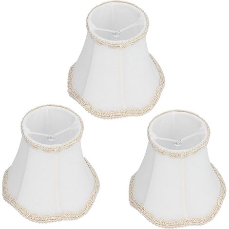 Abat-jour - Tissu Blanc - Fixation Clip Métallique - Pour Applique Murale Lampe E14 - Forme Octogonale Cloche - 13 x 12 x 8 cm - Lot de 3