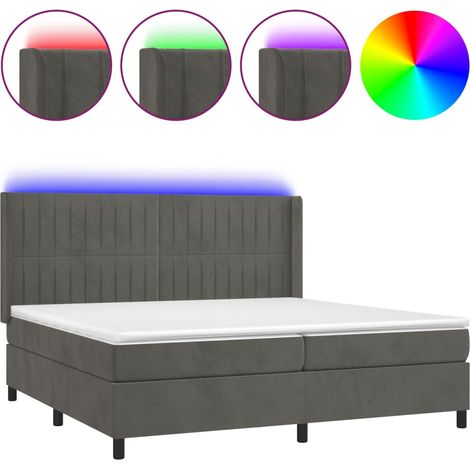Maison Exclusive - Letto a Molle con Materasso e LED Grigio Scuro 200x200 cm (1/5)