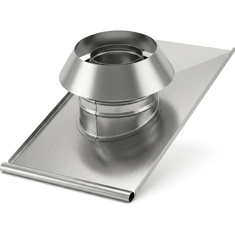 MAKA Faldale Inclinato 10°-30° con Scossalina per Canna Fumaria in Acciaio Inox, Passaggio Tetto a Falda con Fascia Parapioggia Ø 250 mm (1/5)