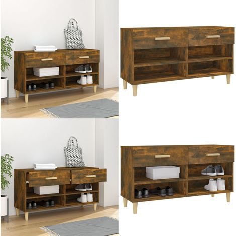 Mueble zapatero madera contrachapada roble ahumado 102x35x55 cm - Armario para zapatos - Muebles de madera