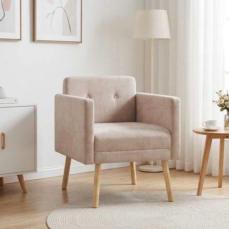 vidaXL Sedia d'accento Beige Tessuto in ciniglia (1/5)