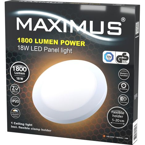 MAXIMUS Panneau lumineux LED 18W 1800 lumens 1800 lumens lumineux et économique pour un éclairage puissant et durable. (1/3)