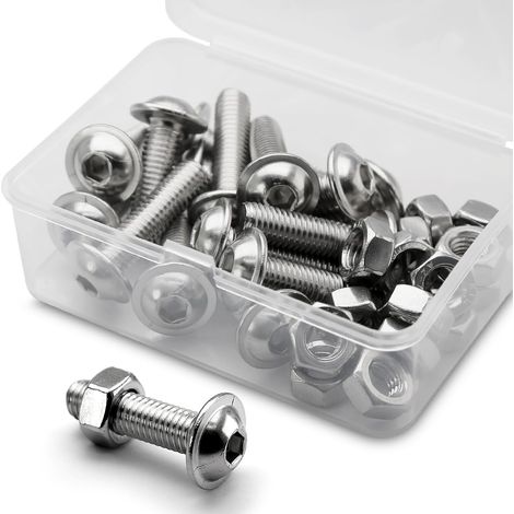 (15 Ensembles) Vis à Six Pans Creux M8 x 30mm Avec Bride et écrous Jeu de Vis à Tête Cylindrique d'Acier Inoxydable 304 (1/5)