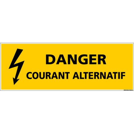 Panneau DANGER COURANT ALTERNATIF (C1340) - Adhésif - 210 x 75 mm
