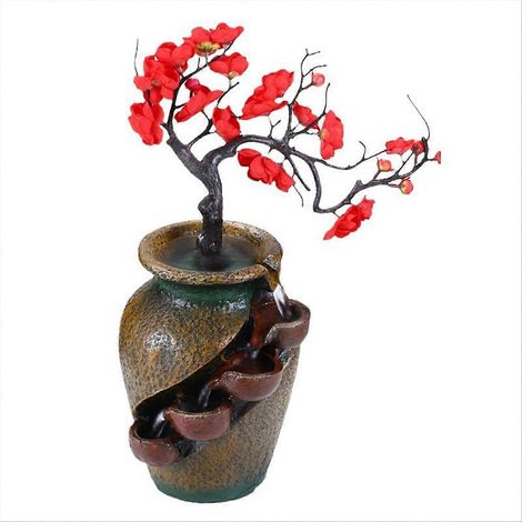 Vase cascade d'intérieur simulant un arbre décoratif, petit rocaille de bureau, décoration de salon, prise européenne (1/5)