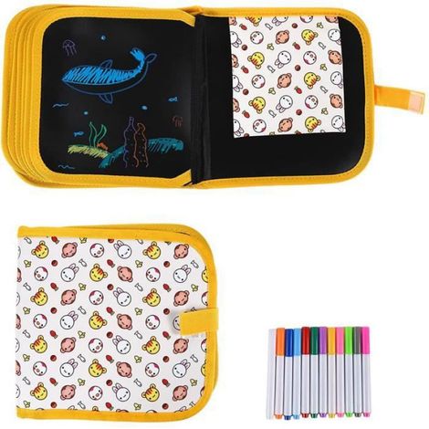 Tableau de griffonnage - - Lapin - 14 pages double face - 12 stylos effaçables - Effaçable et réutilisable