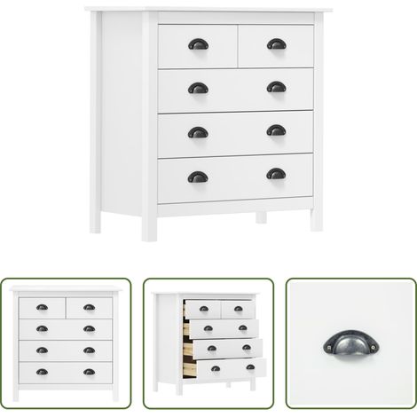 Meuble de rangement - Buffet Hill Blanc 79x40x80 cm Bois de pin solide (1/5)