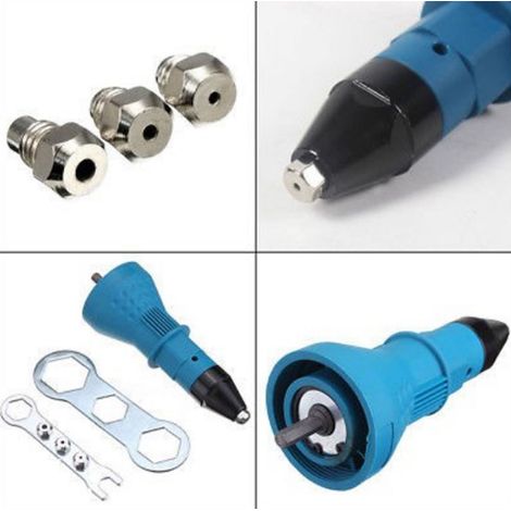 Riveteuse électrique, tête d'adaptation pour riveteuse, riveteuse, tête de riveteuse électrique, accessoires pour riveteuse (bleu clair) (1/5)