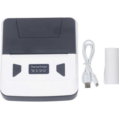 Tragbarer Mini-Thermodrucker mit Bluetooth für Belege, Tickets und Rechnungen – POS-Druckmaschine, weiß, 80 mm, für Windkraftanlagen