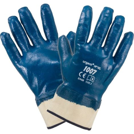 Guanti 1007 in cotone con polsino in nitrile Urgent 10 blu/bianco