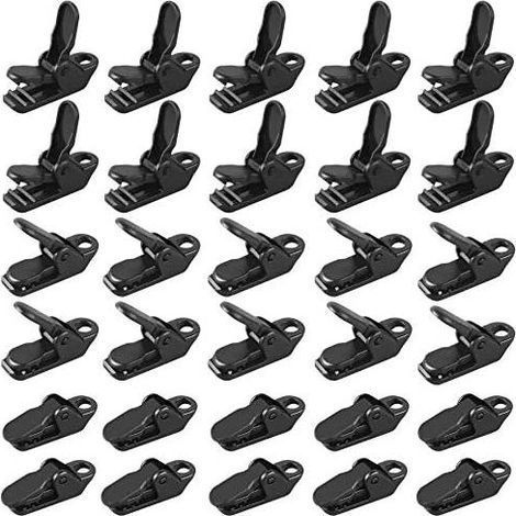 30Pcs/ sac Noir Tente Clips, coupe-vent pour auvent Colliers de serrage Plastique Vent Corde auvents Clip Tente de camping SE fixe pour extérieur (1/4)