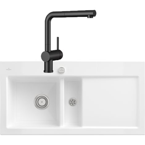 VILLEROY ET BOCH Subway Pure 60 fregadero desagüe derecho desagüe automático + Ducha Acero Antracita grifo de cocina