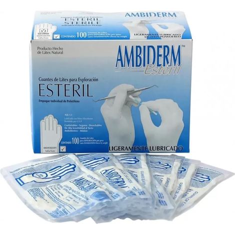 Gants stériles en latex sans poudre, taille moyenne, ambidextres, boîte de 100 – Idéaux pour un usage médical, en laboratoire et personnel (1/5)