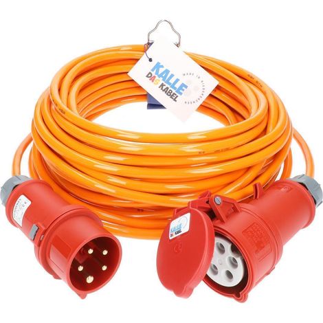 Kalle Verlängerungskabel CEE 400V 16A 1,5mm² Phasenwender Extreme Signal Orange IP44 40 Meter