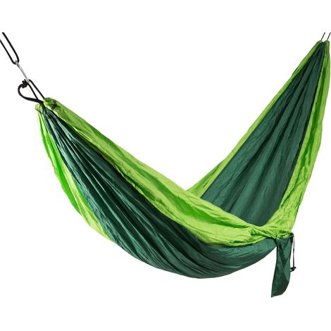 Hamac 275x140 cm - Ultraléger - pour Une Personne - Respirant et séchant Rapidement - avec Sac de Transport intégré - Tissu ultraléger - extrêmement résistant - en Vert (1/5)