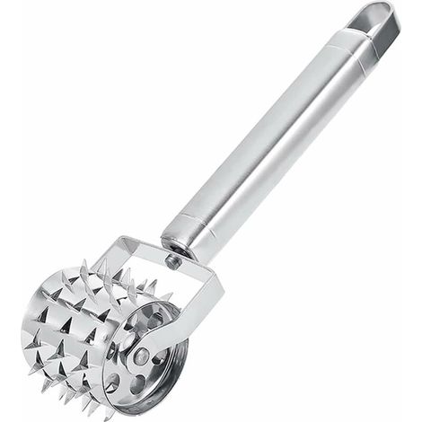 Ahlsen Ablandador de carne, martillo para carne de acero inoxidable plateado, ablandador de carne tipo rodillo, utilizado para filetes, chuletas de cerdo y otras salchichas (1/5)