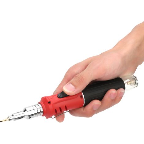 Kit de 10 torches à souder multifonctions à piston et batterie au butane HS-1115K (rouge) (1/5)