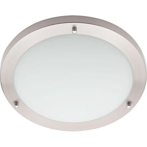 Litecraft Mari Ceiling Light Large Bathroom Flush IP44 Fitting - Satin Nickel (1/5)