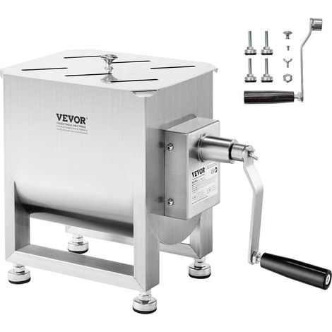 En Inox Mélangeur de Viande Manuel Cuve 10 L 6,8 kg Malaxeur à Manivelle pour Chair à Saucisse Boucherie et Cuisine (1/5)