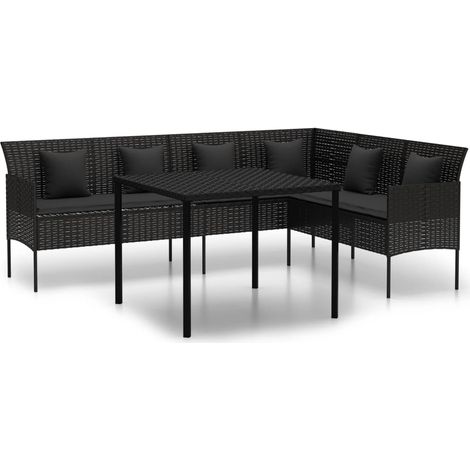 Set da pranzo mobili da giardino mobili da esterno e cuscini 2 pezzi resina intrecciata nera 020014459