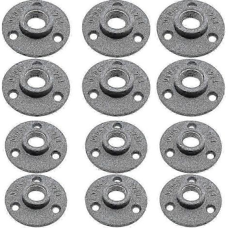 Lot de 12 brides de sol filetées 1/2 pouce et 3/4 pouce, raccords de tuyauterie en aluminium moulé, style industriel, pour bars et restaurants. (1/5)