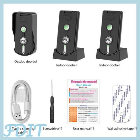 YOSOO Interphone sans fil Mise à Niveau Sans Fil Interphone bricolage pour 1 Noir 1 unité extérieure avec 2 unités intérieures (1/5)