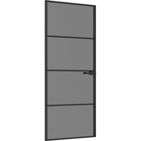 Porte intérieure 83 x 201,5 cm Verre trempé et aluminium vidaXL