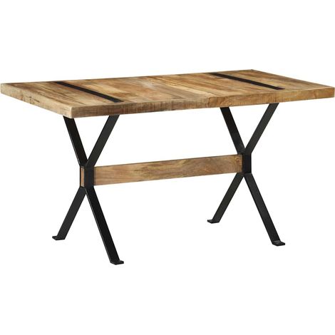 Table à manger Scandinave - Table de salle à manger 140x70x76 cm Bois de manguier brut BV983153 - BonneVie (1/5)