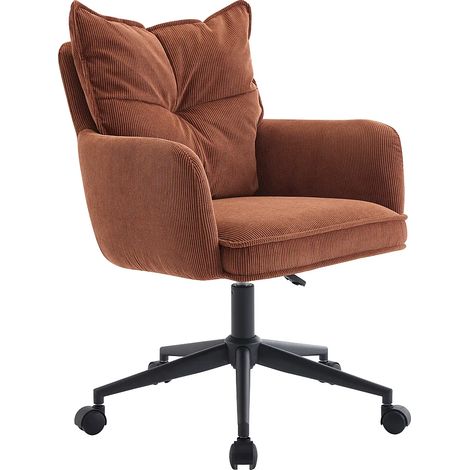 Sedia da ufficio Velluto a coste Terracotta e Nero Altezza regolabile - BATARU (1/5)