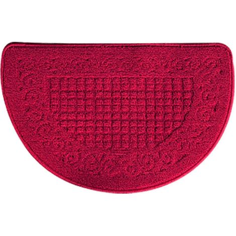 Tapis de sol demi-cercle en fibre de polyester, absorbant et antidérapant, pour intérieur et extérieur, rouge foncé, 48 x 78 cm / 18,9 x 30,7 pouces. (1/5)