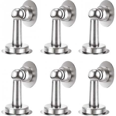 Lot de 6 butées de porte magnétiques en acier inoxydable, butée de porte, à poser au sol et à fixer au mur, sans perçage (1/5)