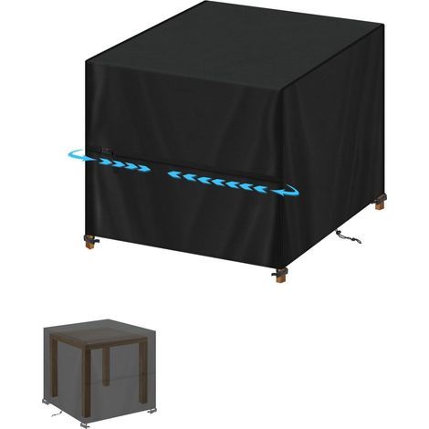 Housse Salon de Jardin Exterieur, 420D Oxford Tissu Anti-UV Imperméable RéSistance au Vent Indéchirable, pour Ensembles de Table et Canapé avec,Black, 70x70x70cm (1/4)