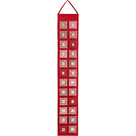 HEITMANN DECO Calendario dell'Avvento in Feltro, da riempire, Tessuto, Colore: Rosso, 39 x 23 x 3.5 cm (1/3)