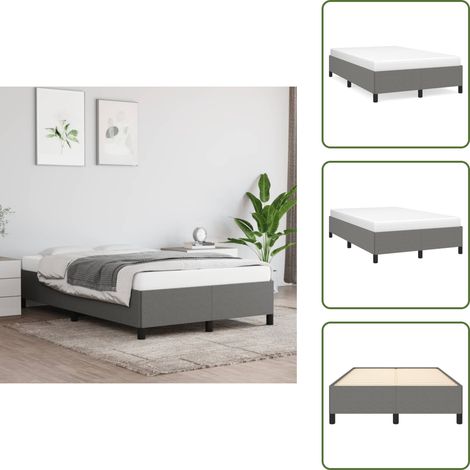 Cadre de lit sans matelas gris foncé 120x190 cm tissu - Cadre De Lit - Lit Double - Literie - Meuble Chambre - Design Moderne (1/5)