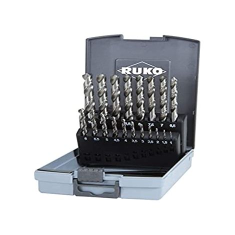 Set di  punte elicoidali  RUKO DIN  338 tipo  VA HSSE-Co  8 in  cassetta di  plastica 19  pezzi -  281214ERO