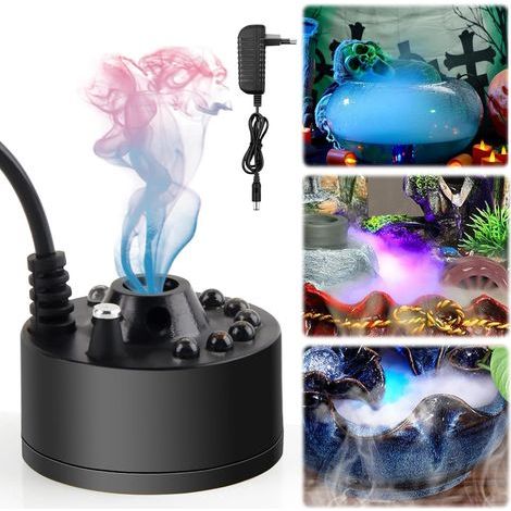 Mist Maker, Nébuliseur à Ultrasons avec LED, Brumisateur d'eau de Fontaine 350 ML/H, Dispositif de Brouillard (avec prise UE), Brumisateur Halloween (1/5)