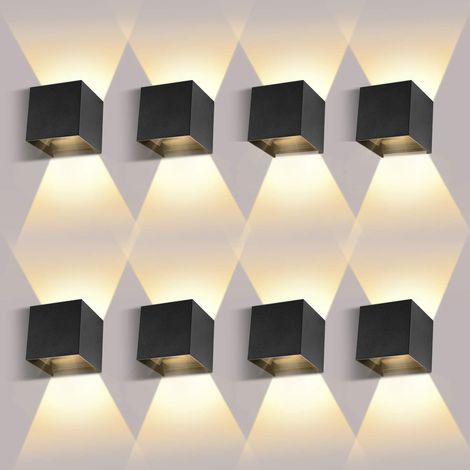 ８ Confezione di luci da parete per interni/esterni da 12 W, 3000 K, luci da parete per esterni, angolo del fascio regolabile, luci da parete per esterni nere impermeabili, IP65 [classe energetica F]