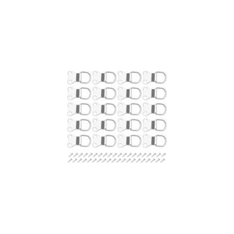 Lot de 50 crochets pour cadres photo, avec anneaux en D, crochets pour cadres photo à double trou, avec vis, crochets pour cadres photo muraux, plaqués, 3,5 x 2,2 cm, argent.