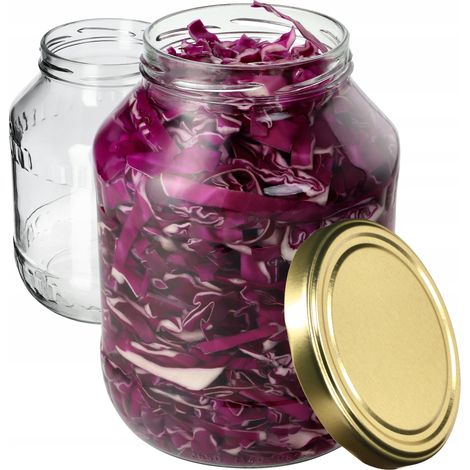 KADAX Weckgläser 2,5L, Einmachglas zum Einlegen, fi100 mm, 2 Stück, Gold Deckel