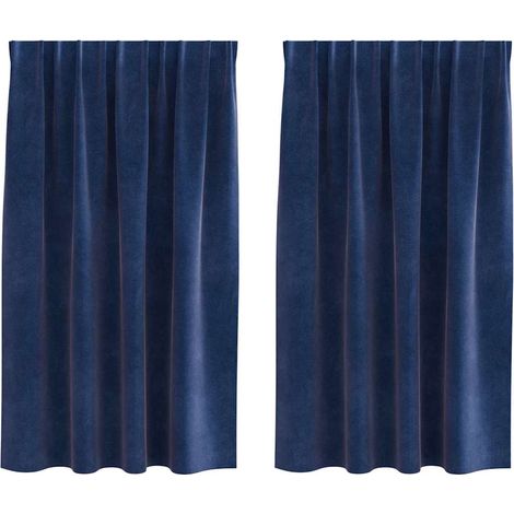 Rideaux avec des rideaux 2 pcs Bleu foncé 140 x 175 cm Velours CFW13152 (1/5)