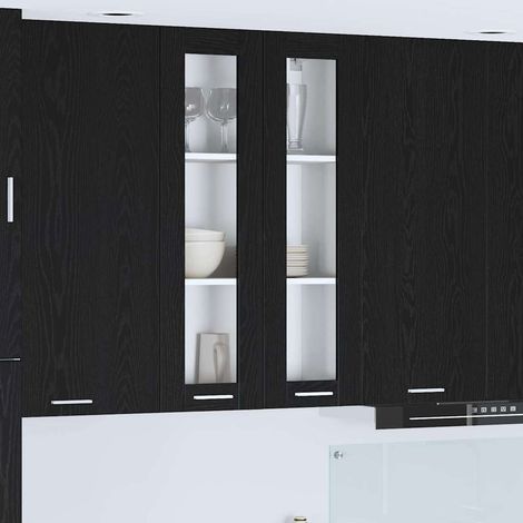 Hängeschrank mit Tür Riga Schwarz Eichen-Optik 60 x 31 x 100 cm