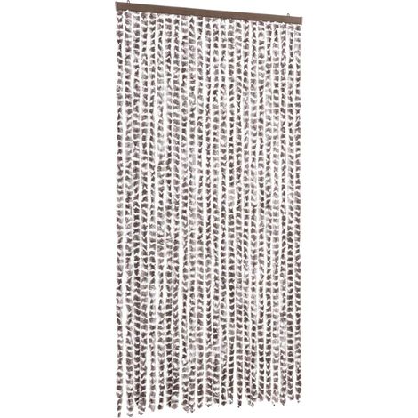 Rideau anti-mouches taupe et blanc 100x200 cm chenille CFW65162 (1/5)