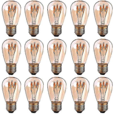 Lot de 15 ampoules LED E27 à filament spiralé ST45/S14 3W style vintage, lumière ambrée, dimmable, 2200K blanc chaud, 140 lm, équivalent 25W (1/5)
