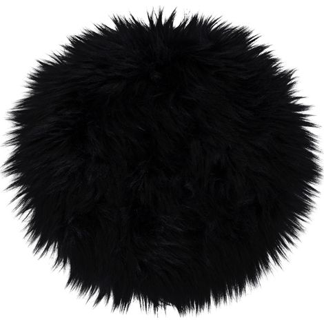 Laila Coussin de chaise, imitation peau de mouton, Ø35 cm, noir.