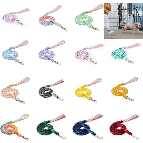 Laisse tressée pour chien et chat, dégradée de couleurs, corde de traction pour animaux de compagnie - 120 cm x 12 mm - violet clair (1/4)