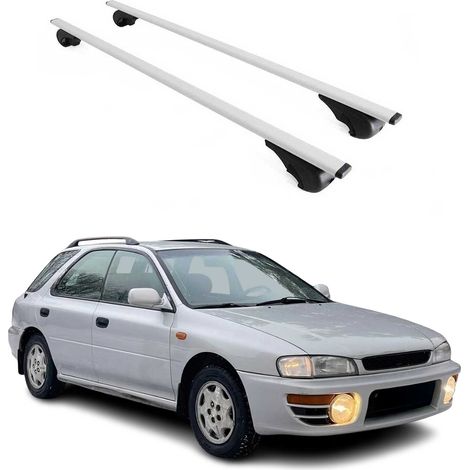 OMAC Dachträger Querträger für Subaru Impreza I Kombi 1993-2000 – Abschließbar – Max. 75 kg – 2 Stangen Stahl Silber (1/5)